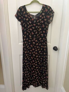 Banana Republic Black Maxi Dress with Floral Print